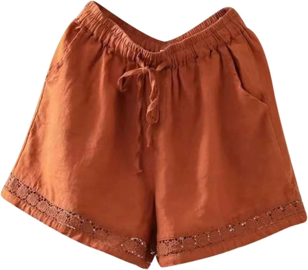 Summer Beach Shorts for Women High Waisted Flowy Lounge Shorts Drawstring Wide Leg Short Linen Pants Cruise Outfits