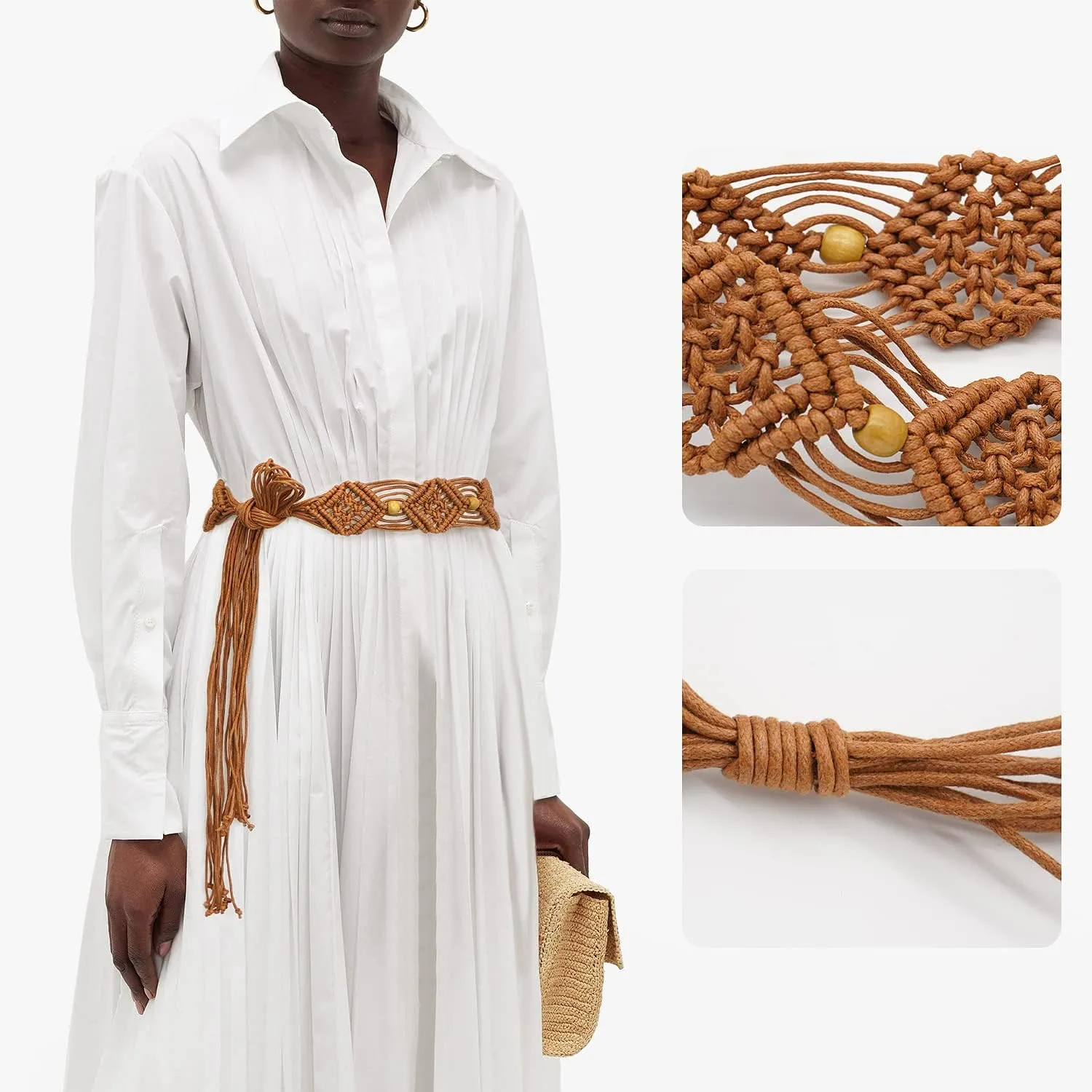 Suyi Boho Braid Belt for Women Bohemian Woven Waist Belts for Dress