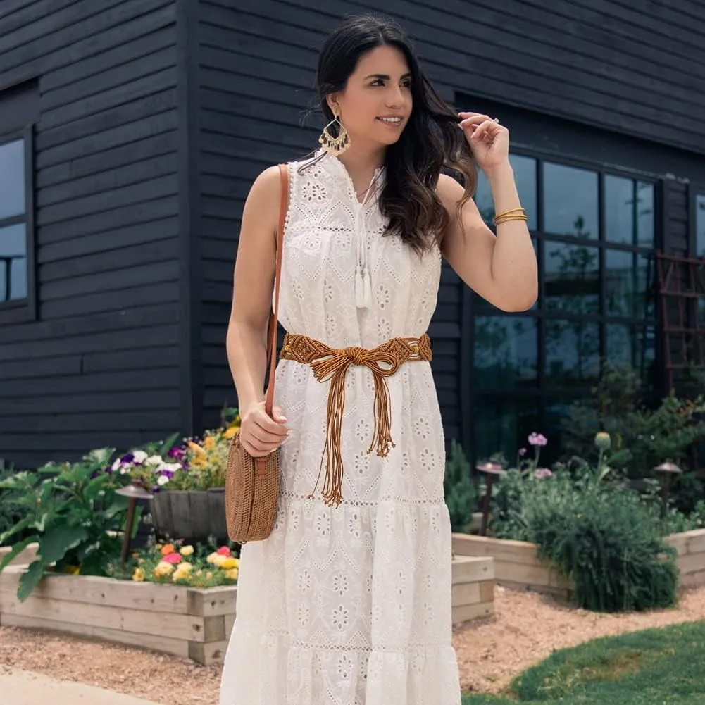 Suyi Boho Braid Belt for Women Bohemian Woven Waist Belts for Dress