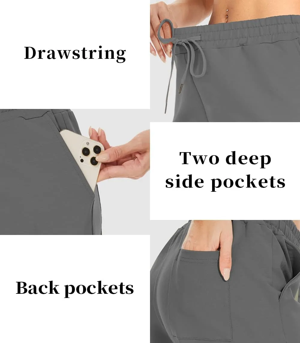 TARSE Women's Bermuda Shorts Long Cotton Loose with Pockets Knee Length for Yoga Casual Walking Exercise Shorts
