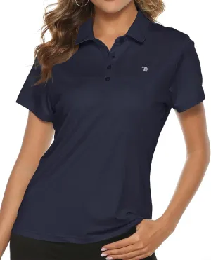 TBMPOY Women's Golf Polo Short Sleeve Shirts Lightweight Moisture Wicking Collared T Shirt Quick Dry 4-Button