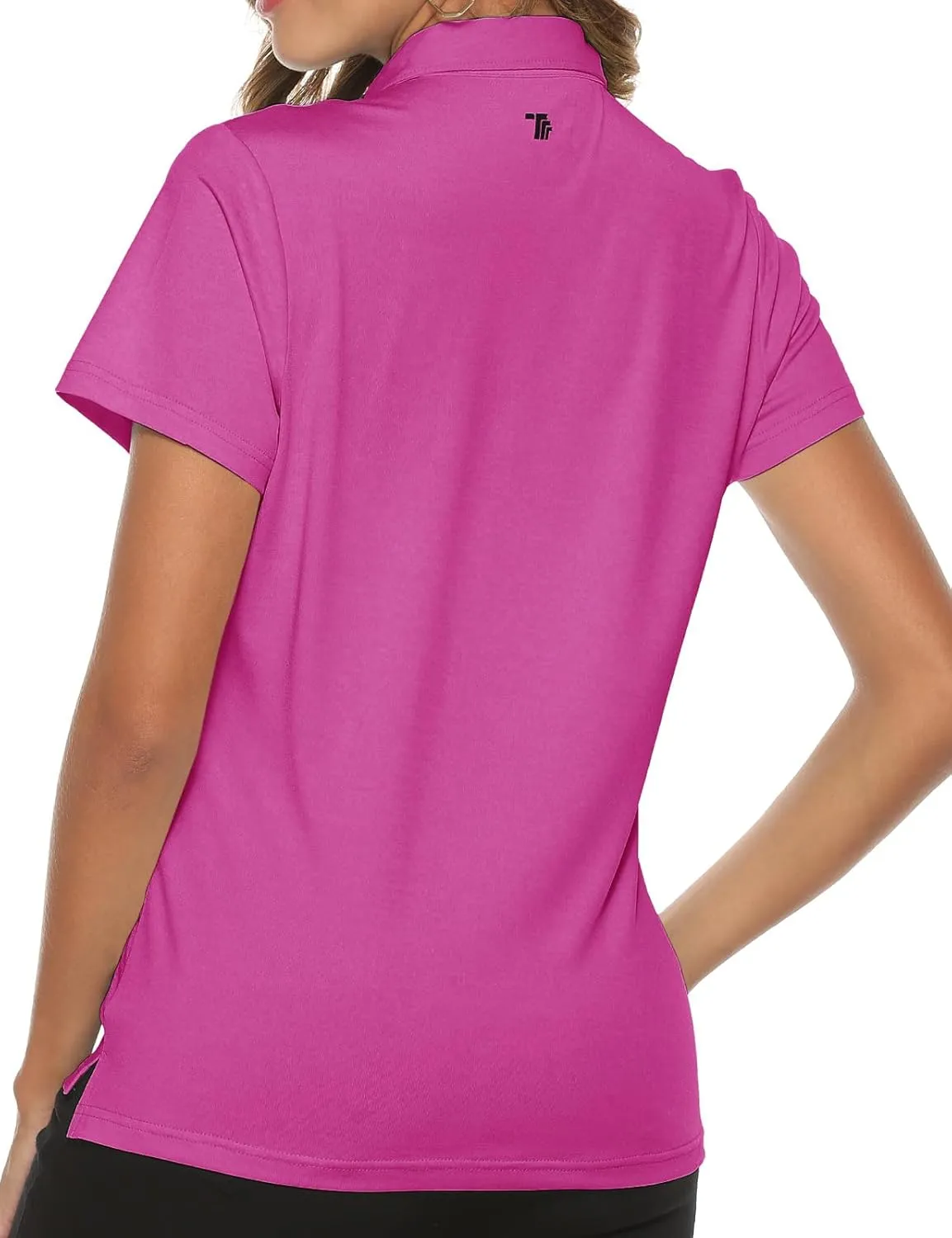 TBMPOY Women's Golf Polo Short Sleeve Shirts Lightweight Moisture Wicking Collared T Shirt Quick Dry 4-Button