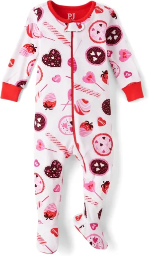 The Children's Place Baby Girls' and Toddler Long Sleeve 100% Cotton Zip-Front One Piece Footed Pajama