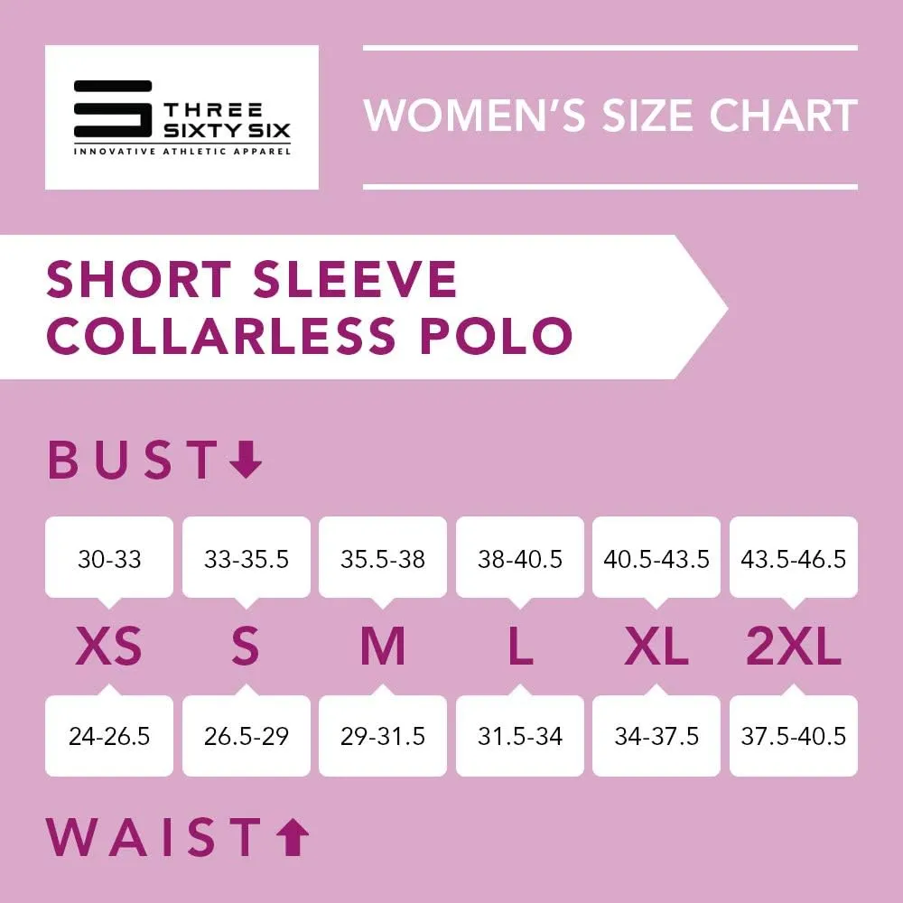 Three Sixty Six Womens Collarless Golf Polo Shirt - Dry Fit, Breathable, Compression Golf Tops