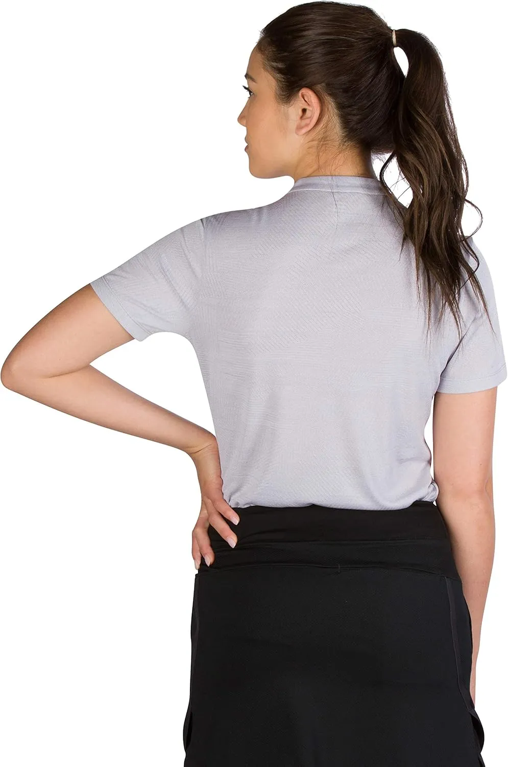 Three Sixty Six Womens Collarless Golf Polo Shirt - Dry Fit, Breathable, Compression Golf Tops