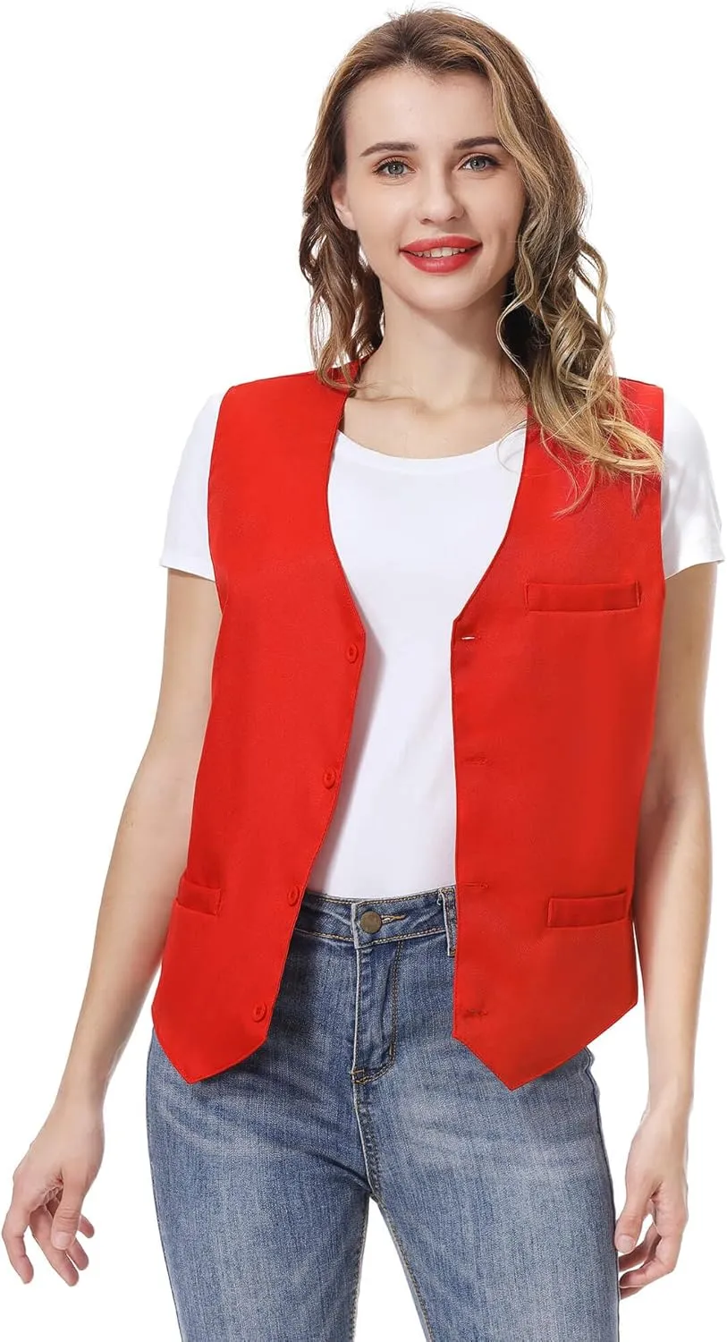TopTie Unisex Button Vest Work Wear Uniform Vest