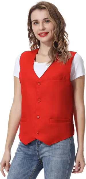 TopTie Unisex Button Vest Work Wear Uniform Vest