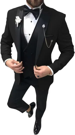Tuxedo for Men 3 Piece Suit Slim Fit Tuxedo Suit Wedding Prom Suit Fashion Formal with Tie