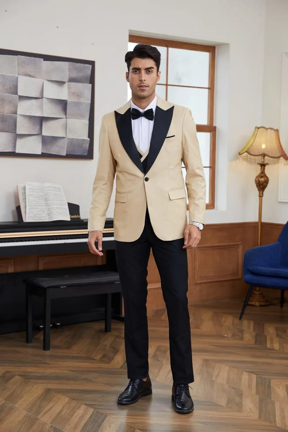 Tuxedo for Men 3 Piece Suit Slim Fit Tuxedo Suit Wedding Prom Suit Fashion Formal with Tie