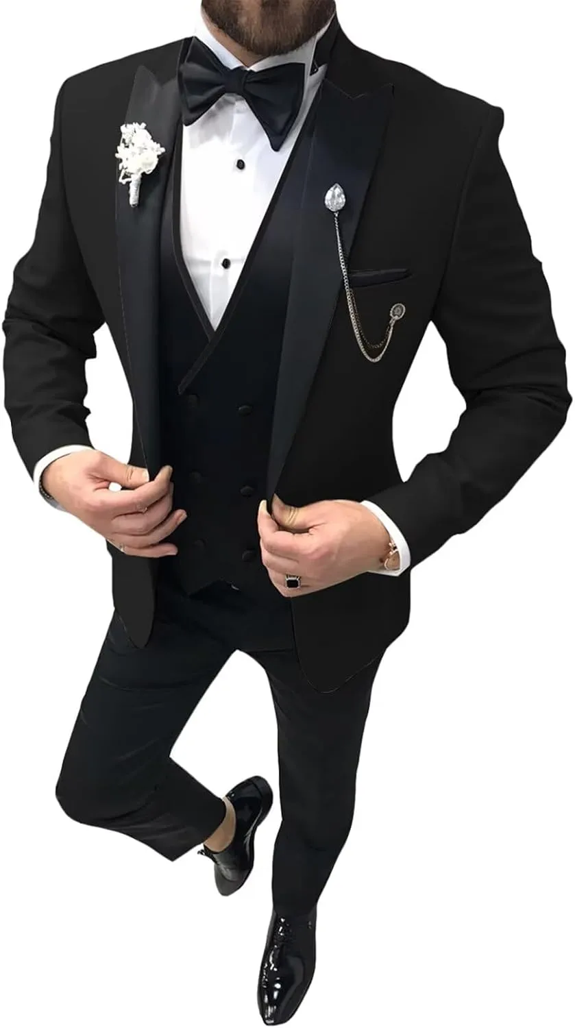 Tuxedo for Men 3 Piece Suit Slim Fit Tuxedo Suit Wedding Prom Suit Fashion Formal with Tie