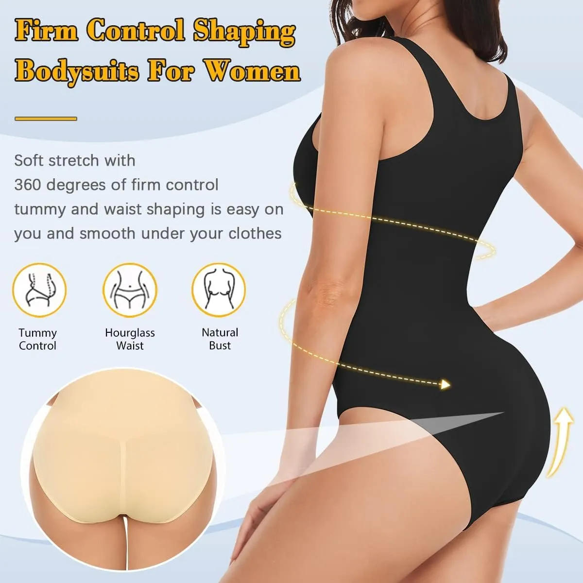VVX Bodysuit for Women - Tummy Control Seamless Tops Compression Butt Lifting Shapewear Bodysuits