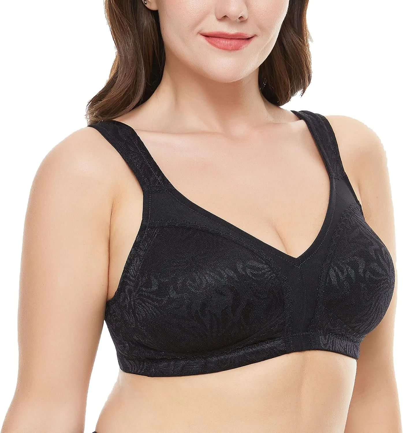 Wingslove Women's Full Coverage Non Padded Comfort Minimizer Wire-Free Bra Plus Size