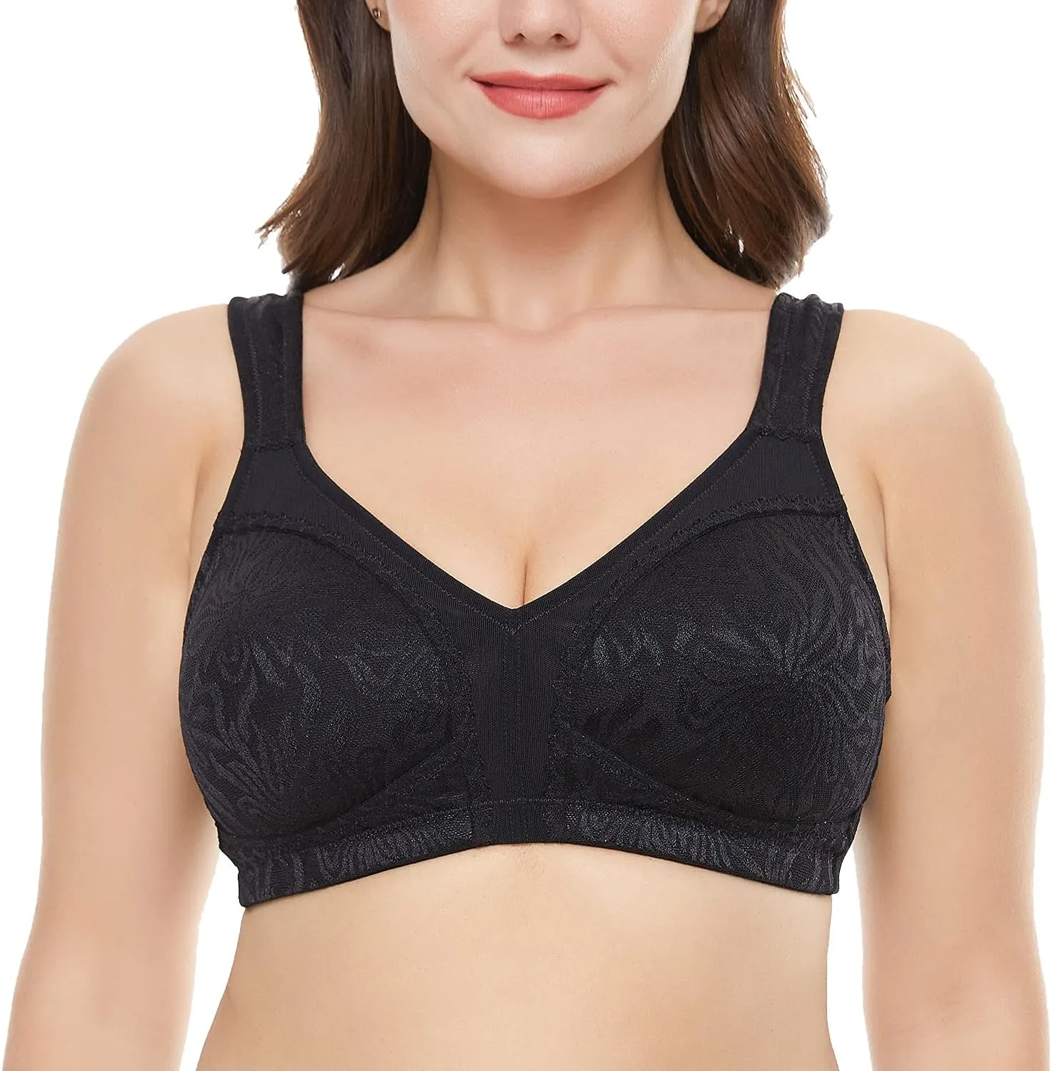 Wingslove Women's Full Coverage Non Padded Comfort Minimizer Wire-Free Bra Plus Size