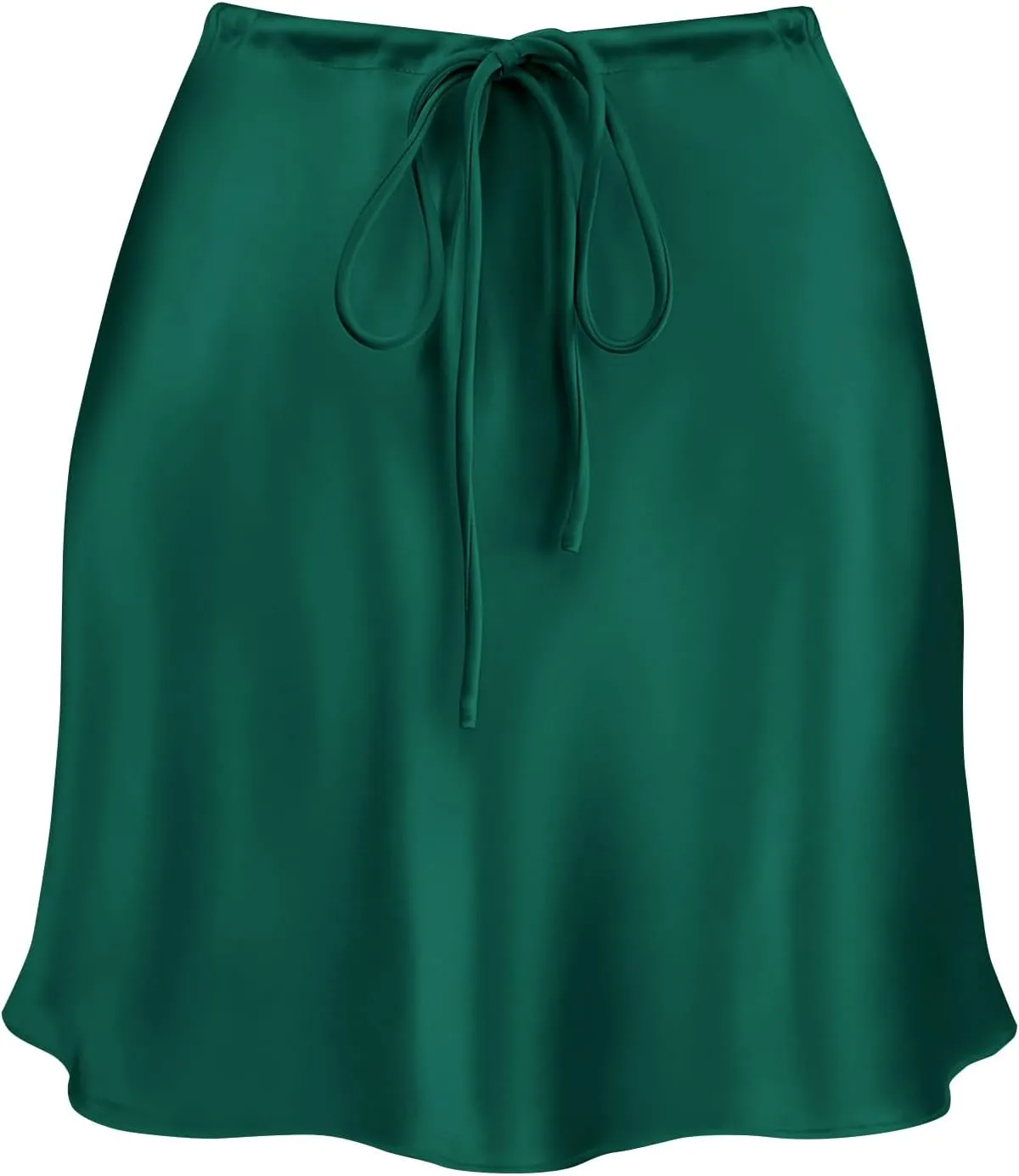 Women's Drawstring Satin Mini Skirt High Waisted Elegant Casual A-Line Flared Silk Short Skirts for Women