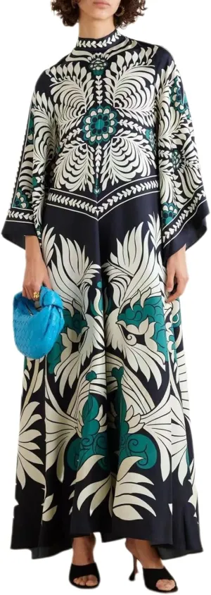 Womens Ethnic Boho Printed Pattern Batwing 3/4 Sleeve Maxi Dresses 2025 Summer Oversize Trendy Long Dress