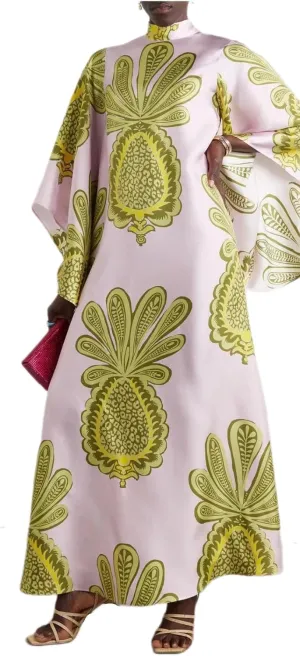 Womens Ethnic Boho Printed Pattern Batwing 3/4 Sleeve Maxi Dresses 2025 Summer Oversize Trendy Long Dress