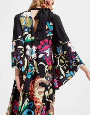 Womens Ethnic Boho Printed Pattern Batwing 3/4 Sleeve Maxi Dresses 2025 Summer Oversize Trendy Long Dress