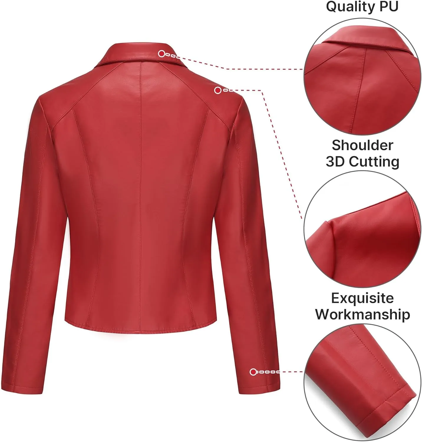 Women's Faux Leather Jacket Slim Fit Trendy Lapel PU Cropped Coat Moto Biker Outfits