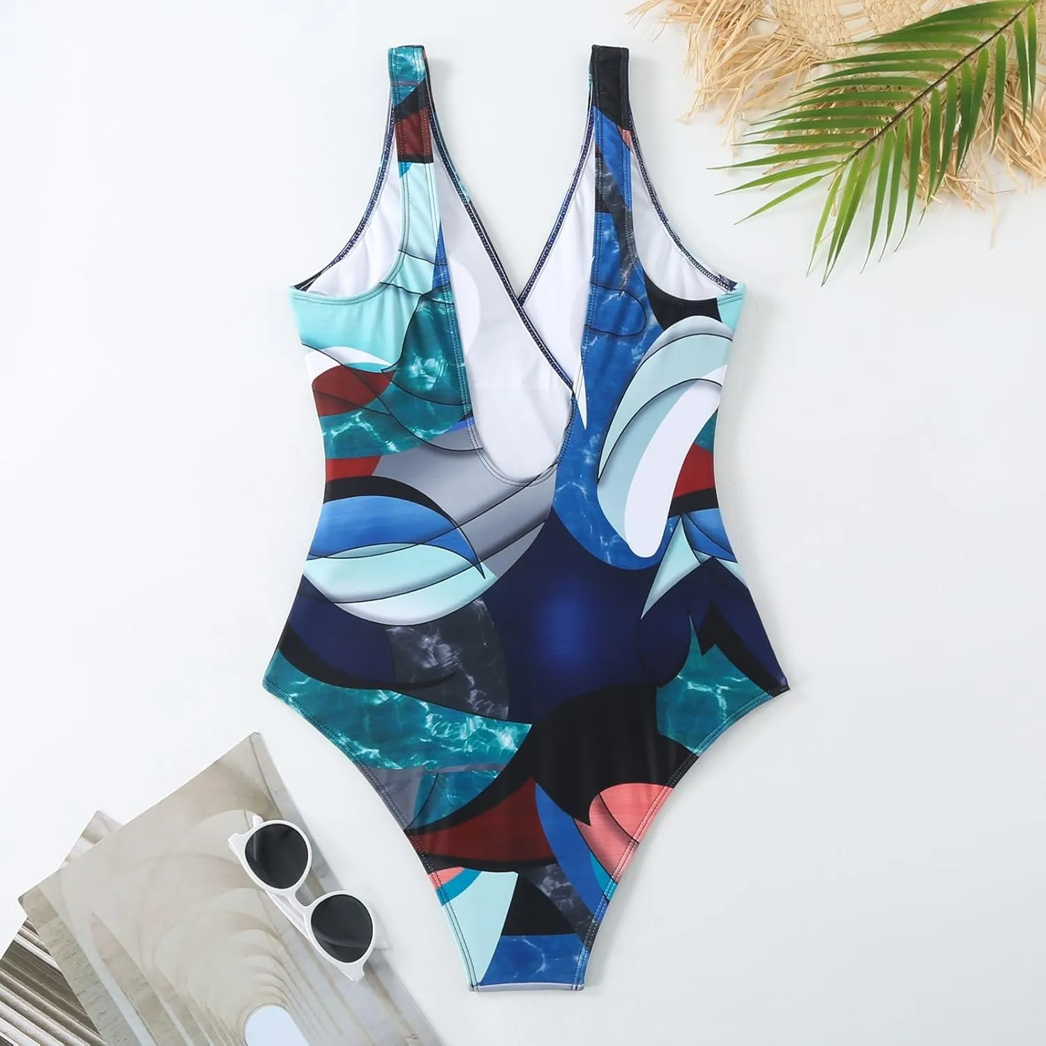 Women's One Piece Swimsuit with Cover up Set Beach Wrap Skirt Retro Floral Print Bathing Suit for Women Tummy Control