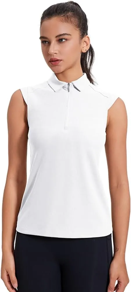 Women's Sleeveless Golf Polo Shirts UPF 50  1/4 Zip Tennis Tank Tops Quick Dry Outdoor Athletic Shirt