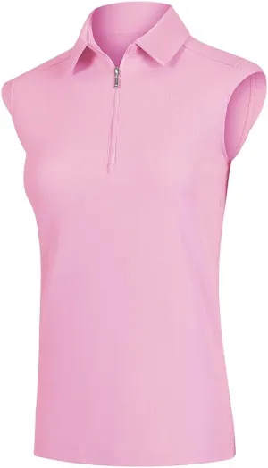Women's Sleeveless Golf Polo Shirts UPF 50  1/4 Zip Tennis Tank Tops Quick Dry Outdoor Athletic Shirt