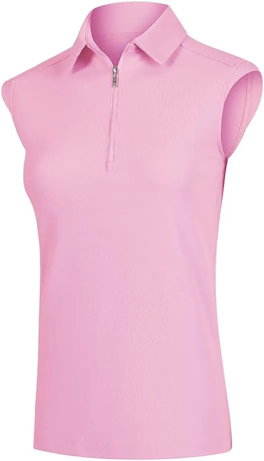 Women's Sleeveless Golf Polo Shirts UPF 50  1/4 Zip Tennis Tank Tops Quick Dry Outdoor Athletic Shirt