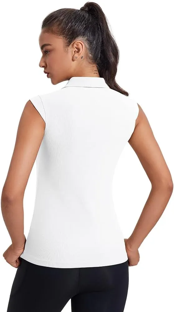 Women's Sleeveless Golf Polo Shirts UPF 50  1/4 Zip Tennis Tank Tops Quick Dry Outdoor Athletic Shirt