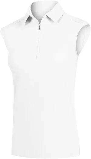 Women's Sleeveless Golf Polo Shirts UPF 50  1/4 Zip Tennis Tank Tops Quick Dry Outdoor Athletic Shirt