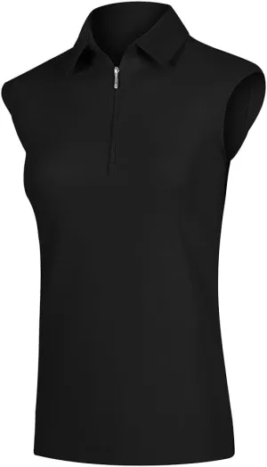 Women's Sleeveless Golf Polo Shirts UPF 50  1/4 Zip Tennis Tank Tops Quick Dry Outdoor Athletic Shirt