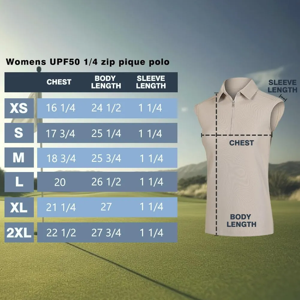 Women's Sleeveless Golf Polo Shirts UPF 50  1/4 Zip Tennis Tank Tops Quick Dry Outdoor Athletic Shirt