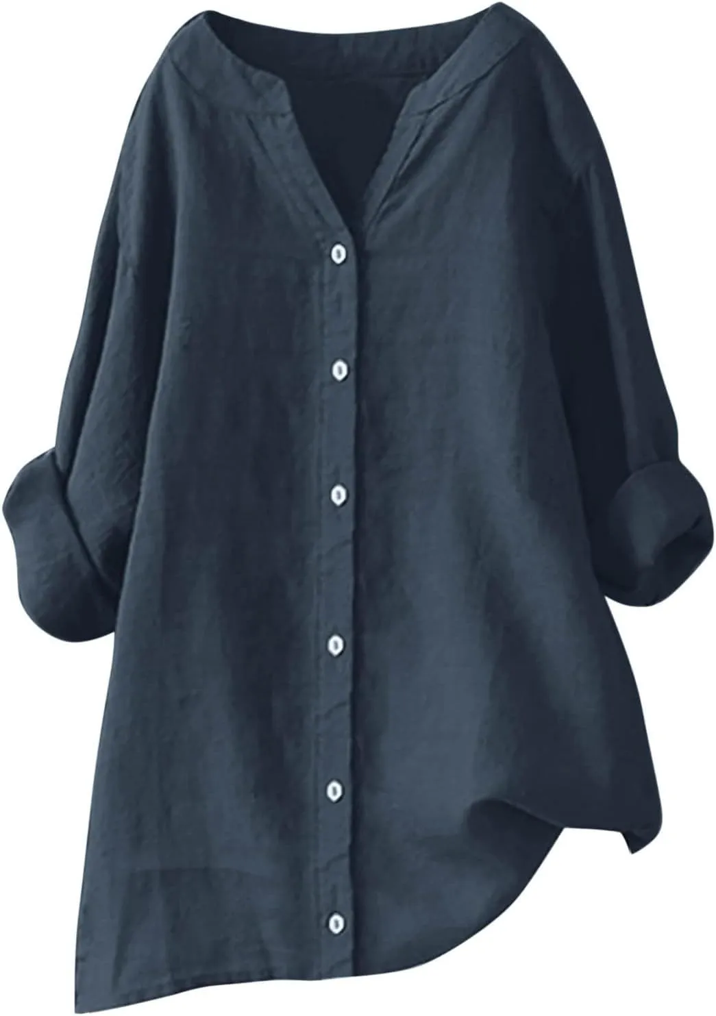 Womens Tops 2025 Long Sleeve Oversized Button Down Blouse Tops Cotton Linen Tunic Tees Airplane Travel Outfits