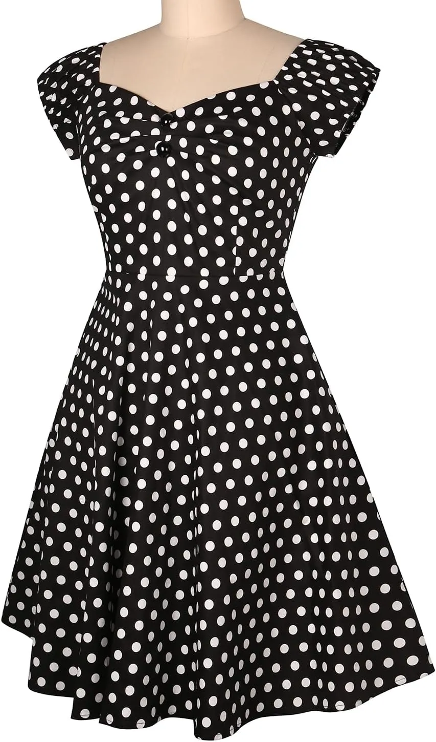 YARN & INK Retro Swing Dresses for Women 1950s Vintage Rockabilly Clothes Pinup Clothing Cocktail Party Dress