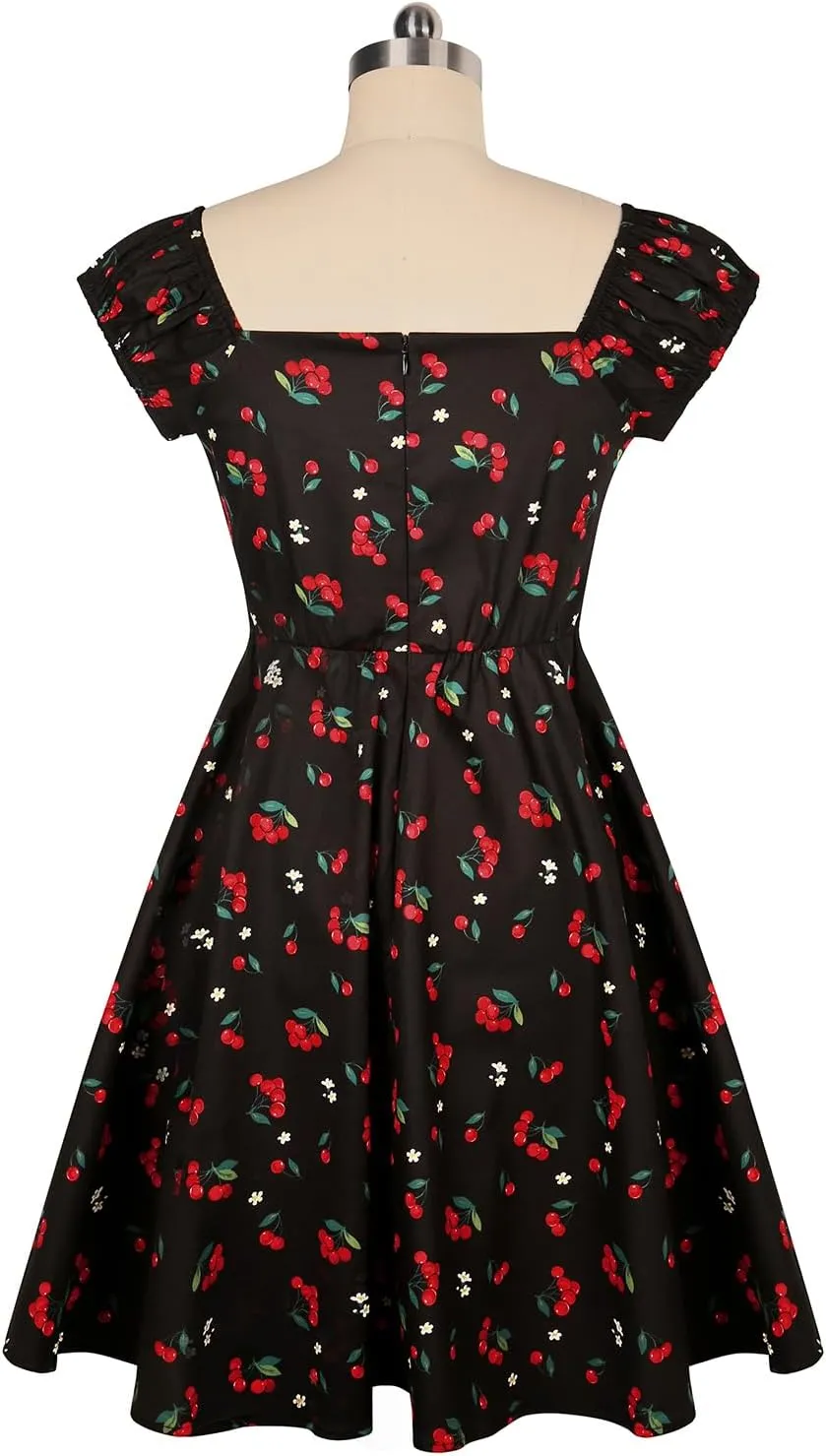 YARN & INK Retro Swing Dresses for Women 1950s Vintage Rockabilly Clothes Pinup Clothing Cocktail Party Dress