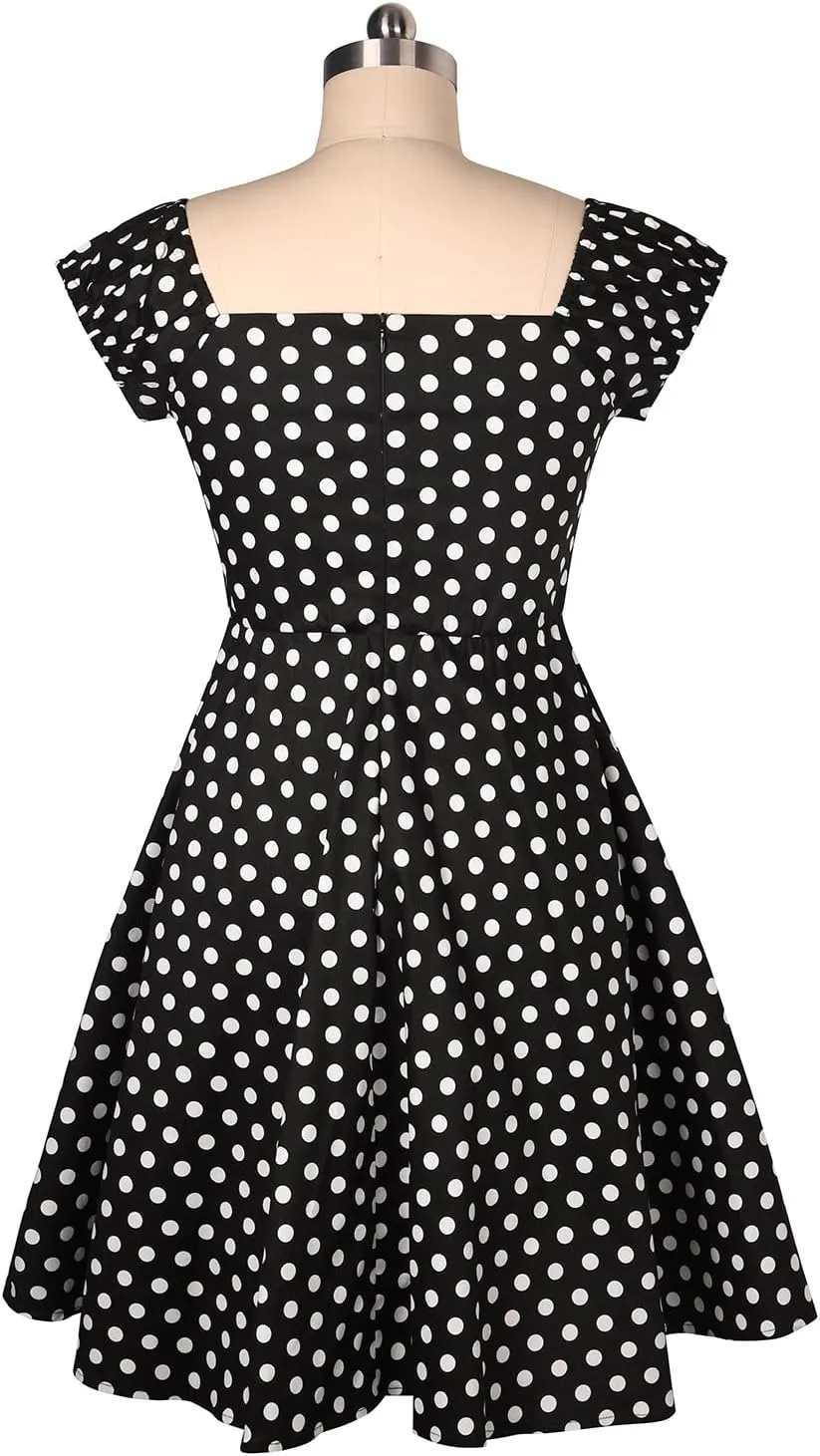 YARN & INK Retro Swing Dresses for Women 1950s Vintage Rockabilly Clothes Pinup Clothing Cocktail Party Dress