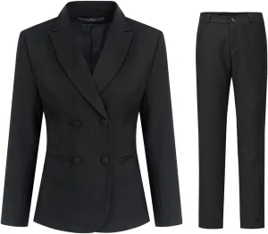 YYNUDA Women's Business Suit Set Double Breasted 2 Piece Office Work Blazer Pantsuit