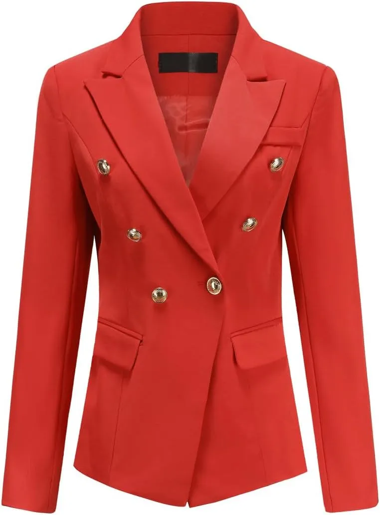 YYNUDA Women's Business Suit Set Double Breasted 2 Piece Office Work Blazer Pantsuit