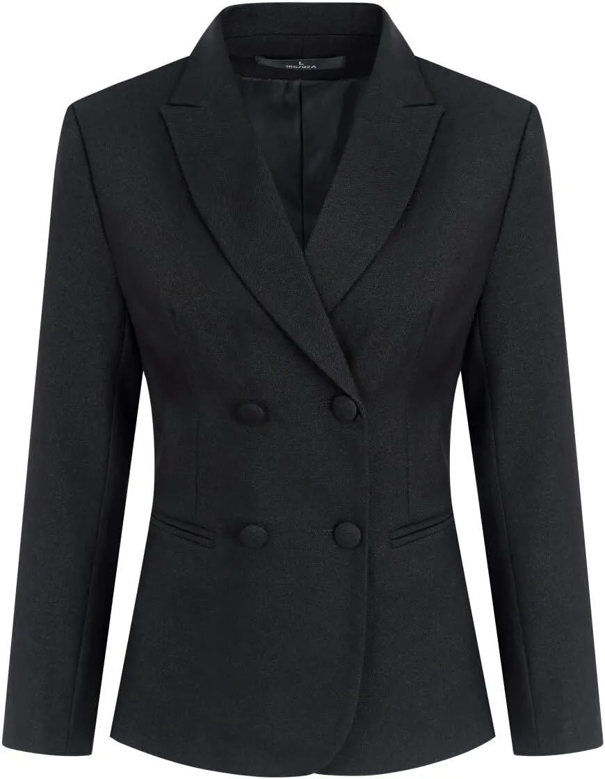 YYNUDA Women's Business Suit Set Double Breasted 2 Piece Office Work Blazer Pantsuit