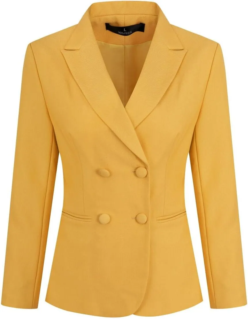 YYNUDA Women's Business Suit Set Double Breasted 2 Piece Office Work Blazer Pantsuit